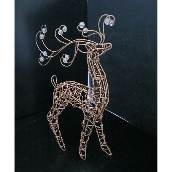 Metal Wire Reindeer 11" Seasonal Christmas Decoration Gold & Glitter Holiday - Picture 6 of 11